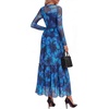 image:imageBTFBM Boho Mesh Long Sleeve Dress for Women  Mock Neck Floral A Line Tiered Baby Shower Graduation Wedding Cocktail Maxi Dresses 2026 Fall Fashion Resort WearFloral Navy Green