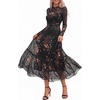 image:imageBTFBM Boho Mesh Long Sleeve Dress for Women  Mock Neck Floral A Line Tiered Baby Shower Graduation Wedding Cocktail Maxi Dresses 2026 Fall Fashion Resort WearFloral Black Yellow