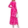 image:imageBTFBM Boho Mesh Long Sleeve Dress for Women  Mock Neck Floral A Line Tiered Baby Shower Graduation Wedding Cocktail Maxi Dresses 2026 Fall Fashion Resort WearFloral Pink