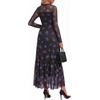image:imageBTFBM Boho Mesh Long Sleeve Dress for Women  Mock Neck Floral A Line Tiered Baby Shower Graduation Wedding Cocktail Maxi Dresses 2026 Fall Fashion Resort WearFloral Black Royal Blue