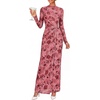 image:imageBTFBM Cocktail Dresses for Women Fall Fashion 2026  Mock Neck Floral Sheer Mesh Long Sleeve Ruched Twist Knot Slit GraduationBaby Shower Maxi Formal Wedding Guest DressFloral Pink Red