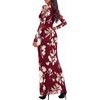 image:imageBTFBM Cocktail Dresses for Women Fall Fashion 2026  Mock Neck Floral Sheer Mesh Long Sleeve Ruched Twist Knot Slit GraduationBaby Shower Maxi Formal Wedding Guest DressFloral Burgundy White