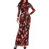 image:imageBTFBM Cocktail Dresses for Women Fall Fashion 2026  Mock Neck Floral Sheer Mesh Long Sleeve Ruched Twist Knot Slit GraduationBaby Shower Maxi Formal Wedding Guest DressFloral Brown