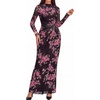 image:imageBTFBM Cocktail Dresses for Women Fall Fashion 2026  Mock Neck Floral Sheer Mesh Long Sleeve Ruched Twist Knot Slit GraduationBaby Shower Maxi Formal Wedding Guest DressFloral Black Pink