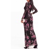 image:imageBTFBM Cocktail Dresses for Women Fall Fashion 2026  Mock Neck Floral Sheer Mesh Long Sleeve Ruched Twist Knot Slit GraduationBaby Shower Maxi Formal Wedding Guest DressFloral Black Pink