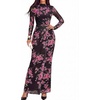 image:imageBTFBM Cocktail Dresses for Women Fall Fashion 2026  Mock Neck Floral Sheer Mesh Long Sleeve Ruched Twist Knot Slit GraduationBaby Shower Maxi Formal Wedding Guest DressFloral Black Pink