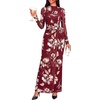 image:imageBTFBM Cocktail Dresses for Women Fall Fashion 2026  Mock Neck Floral Sheer Mesh Long Sleeve Ruched Twist Knot Slit GraduationBaby Shower Maxi Formal Wedding Guest DressFloral Burgundy White