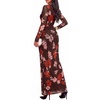 image:imageBTFBM Cocktail Dresses for Women Fall Fashion 2026  Mock Neck Floral Sheer Mesh Long Sleeve Ruched Twist Knot Slit GraduationBaby Shower Maxi Formal Wedding Guest DressFloral Brown