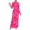 image:imageBTFBM Cocktail Dresses for Women Fall Fashion 2026  Mock Neck Floral Sheer Mesh Long Sleeve Ruched Twist Knot Slit GraduationBaby Shower Maxi Formal Wedding Guest DressFloral Rose Red