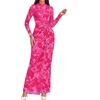 image:imageBTFBM Cocktail Dresses for Women Fall Fashion 2026  Mock Neck Floral Sheer Mesh Long Sleeve Ruched Twist Knot Slit GraduationBaby Shower Maxi Formal Wedding Guest DressFloral Rose Red