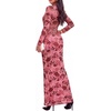 image:imageBTFBM Cocktail Dresses for Women Fall Fashion 2026  Mock Neck Floral Sheer Mesh Long Sleeve Ruched Twist Knot Slit GraduationBaby Shower Maxi Formal Wedding Guest DressFloral Pink Red