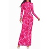 image:imageBTFBM Cocktail Dresses for Women Fall Fashion 2026  Mock Neck Floral Sheer Mesh Long Sleeve Ruched Twist Knot Slit GraduationBaby Shower Maxi Formal Wedding Guest DressFloral Rose Red