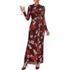 image:imageBTFBM Cocktail Dresses for Women Fall Fashion 2026  Mock Neck Floral Sheer Mesh Long Sleeve Ruched Twist Knot Slit GraduationBaby Shower Maxi Formal Wedding Guest DressFloral Brown