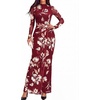 image:imageBTFBM Cocktail Dresses for Women Fall Fashion 2026  Mock Neck Floral Sheer Mesh Long Sleeve Ruched Twist Knot Slit GraduationBaby Shower Maxi Formal Wedding Guest DressFloral Burgundy White