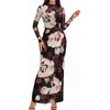 image:imageBTFBM Cocktail Dresses for Women Fall Fashion 2026  Mock Neck Floral Sheer Mesh Long Sleeve Ruched Twist Knot Slit GraduationBaby Shower Maxi Formal Wedding Guest DressFloral Black Apricot