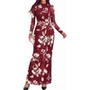 image:imageBTFBM Cocktail Dresses for Women Fall Fashion 2026  Mock Neck Floral Sheer Mesh Long Sleeve Ruched Twist Knot Slit GraduationBaby Shower Maxi Formal Wedding Guest DressFloral Burgundy White
