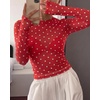 image:imageBTFBM Polka Dot Top Long Sleeve Shirts for Women  Sexy Crew Neck Sheer Mesh See Through Slim Fit Tight ShirtPartyCocktailNight OutGoing Out OutfitsFall Winter 2026Polka Dot Red White