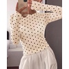 image:imageBTFBM Polka Dot Top Long Sleeve Shirts for Women  Sexy Crew Neck Sheer Mesh See Through Slim Fit Tight ShirtPartyCocktailNight OutGoing Out OutfitsFall Winter 2026Polka Dot Beige Black
