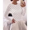 image:imageBTFBM Polka Dot Top Long Sleeve Shirts for Women  Sexy Crew Neck Sheer Mesh See Through Slim Fit Tight ShirtPartyCocktailNight OutGoing Out OutfitsFall Winter 2026Polka Dot White Black