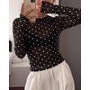 image:imageBTFBM Polka Dot Top Long Sleeve Shirts for Women  Sexy Crew Neck Sheer Mesh See Through Slim Fit Tight ShirtPartyCocktailNight OutGoing Out OutfitsFall Winter 2026Polka Dot Black White