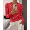 image:imageBTFBM Polka Dot Top Long Sleeve Shirts for Women  Sexy Crew Neck Sheer Mesh See Through Slim Fit Tight ShirtPartyCocktailNight OutGoing Out OutfitsFall Winter 2026Polka Dot Red White
