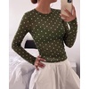 image:imageBTFBM Polka Dot Top Long Sleeve Shirts for Women  Sexy Crew Neck Sheer Mesh See Through Slim Fit Tight ShirtPartyCocktailNight OutGoing Out OutfitsFall Winter 2026Polka Dot Army Green White