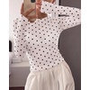 image:imageBTFBM Polka Dot Top Long Sleeve Shirts for Women  Sexy Crew Neck Sheer Mesh See Through Slim Fit Tight ShirtPartyCocktailNight OutGoing Out OutfitsFall Winter 2026Polka Dot White Black