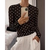 image:imageBTFBM Polka Dot Top Long Sleeve Shirts for Women  Sexy Crew Neck Sheer Mesh See Through Slim Fit Tight ShirtPartyCocktailNight OutGoing Out OutfitsFall Winter 2026Polka Dot Black White