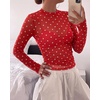 image:imageBTFBM Polka Dot Top Long Sleeve Shirts for Women  Sexy Crew Neck Sheer Mesh See Through Slim Fit Tight ShirtPartyCocktailNight OutGoing Out OutfitsFall Winter 2026Polka Dot Red White