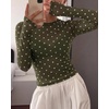 image:imageBTFBM Polka Dot Top Long Sleeve Shirts for Women  Sexy Crew Neck Sheer Mesh See Through Slim Fit Tight ShirtPartyCocktailNight OutGoing Out OutfitsFall Winter 2026Polka Dot Army Green White