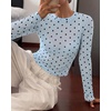 image:imageBTFBM Polka Dot Top Long Sleeve Shirts for Women  Sexy Crew Neck Sheer Mesh See Through Slim Fit Tight ShirtPartyCocktailNight OutGoing Out OutfitsFall Winter 2026Polka Dot Sky Blue Black