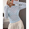 image:imageBTFBM Polka Dot Top Long Sleeve Shirts for Women  Sexy Crew Neck Sheer Mesh See Through Slim Fit Tight ShirtPartyCocktailNight OutGoing Out OutfitsFall Winter 2026Polka Dot Sky Blue Black