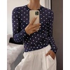 image:imageBTFBM Polka Dot Top Long Sleeve Shirts for Women  Sexy Crew Neck Sheer Mesh See Through Slim Fit Tight ShirtPartyCocktailNight OutGoing Out OutfitsFall Winter 2026Polka Dot Navy Blue White
