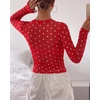 image:imageBTFBM Polka Dot Top Long Sleeve Shirts for Women  Sexy Crew Neck Sheer Mesh See Through Slim Fit Tight ShirtPartyCocktailNight OutGoing Out OutfitsFall Winter 2026Polka Dot Red White