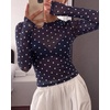 image:imageBTFBM Polka Dot Top Long Sleeve Shirts for Women  Sexy Crew Neck Sheer Mesh See Through Slim Fit Tight ShirtPartyCocktailNight OutGoing Out OutfitsFall Winter 2026Polka Dot Navy Blue White