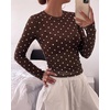 image:imageBTFBM Polka Dot Top Long Sleeve Shirts for Women  Sexy Crew Neck Sheer Mesh See Through Slim Fit Tight ShirtPartyCocktailNight OutGoing Out OutfitsFall Winter 2026Polka Dot Coffee White