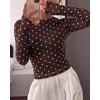 image:imageBTFBM Polka Dot Top Long Sleeve Shirts for Women  Sexy Crew Neck Sheer Mesh See Through Slim Fit Tight ShirtPartyCocktailNight OutGoing Out OutfitsFall Winter 2026Polka Dot Coffee White