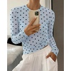 image:imageBTFBM Polka Dot Top Long Sleeve Shirts for Women  Sexy Crew Neck Sheer Mesh See Through Slim Fit Tight ShirtPartyCocktailNight OutGoing Out OutfitsFall Winter 2026Polka Dot Sky Blue Black