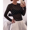 image:imageBTFBM Polka Dot Top Long Sleeve Shirts for Women  Sexy Crew Neck Sheer Mesh See Through Slim Fit Tight ShirtPartyCocktailNight OutGoing Out OutfitsFall Winter 2026Polka Dot Black White