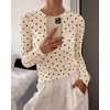 image:imageBTFBM Polka Dot Top Long Sleeve Shirts for Women  Sexy Crew Neck Sheer Mesh See Through Slim Fit Tight ShirtPartyCocktailNight OutGoing Out OutfitsFall Winter 2026Polka Dot Beige Black