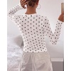 image:imageBTFBM Polka Dot Top Long Sleeve Shirts for Women  Sexy Crew Neck Sheer Mesh See Through Slim Fit Tight ShirtPartyCocktailNight OutGoing Out OutfitsFall Winter 2026Polka Dot White Black