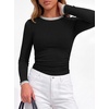 image:imageBTFBM Ribbed Long Sleeve Shirts for Women Fitted Underscrub  Contrasting Crew High Neck Ruched Side Y2k Going Out Tops Date Night Outfit Work Top Winter Fall Fashion Clothing 2026Black