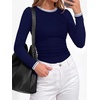 image:imageBTFBM Ribbed Long Sleeve Shirts for Women Fitted Underscrub  Contrasting Crew High Neck Ruched Side Y2k Going Out Tops Date Night Outfit Work Top Winter Fall Fashion Clothing 2026Navy Blue