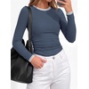 image:imageBTFBM Ribbed Long Sleeve Shirts for Women Fitted Underscrub  Contrasting Crew High Neck Ruched Side Y2k Going Out Tops Date Night Outfit Work Top Winter Fall Fashion Clothing 2026Dusty Blue