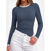 image:imageBTFBM Ribbed Long Sleeve Shirts for Women Fitted Underscrub  Contrasting Crew High Neck Ruched Side Y2k Going Out Tops Date Night Outfit Work Top Winter Fall Fashion Clothing 2026Dusty Blue