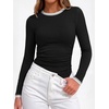 image:imageBTFBM Ribbed Long Sleeve Shirts for Women Fitted Underscrub  Contrasting Crew High Neck Ruched Side Y2k Going Out Tops Date Night Outfit Work Top Winter Fall Fashion Clothing 2026Black