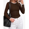 image:imageBTFBM Ribbed Long Sleeve Shirts for Women Fitted Underscrub  Contrasting Crew High Neck Ruched Side Y2k Going Out Tops Date Night Outfit Work Top Winter Fall Fashion Clothing 2026Coffee