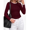 image:imageBTFBM Ribbed Long Sleeve Shirts for Women Fitted Underscrub  Contrasting Crew High Neck Ruched Side Y2k Going Out Tops Date Night Outfit Work Top Winter Fall Fashion Clothing 2026Burgundy