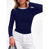 image:imageBTFBM Ribbed Long Sleeve Shirts for Women Fitted Underscrub  Contrasting Crew High Neck Ruched Side Y2k Going Out Tops Date Night Outfit Work Top Winter Fall Fashion Clothing 2026Navy Blue