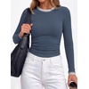 image:imageBTFBM Ribbed Long Sleeve Shirts for Women Fitted Underscrub  Contrasting Crew High Neck Ruched Side Y2k Going Out Tops Date Night Outfit Work Top Winter Fall Fashion Clothing 2026Dusty Blue